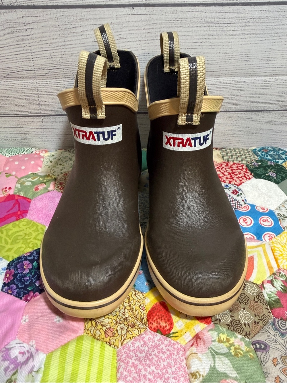 XTRATUF Brown & Tan Slip-On Rain Boots